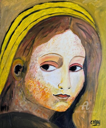 Pintura intitulada ""Luna Rossa"" por Claire Marie Gay, Obras de arte originais, Óleo Montado em Painel de madeira