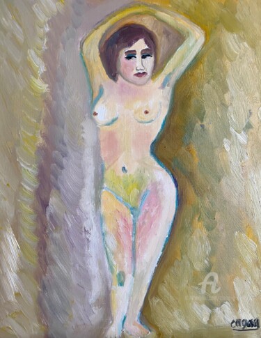 Картина под названием ""Lucie dans la lumi…" - Claire Marie Gay, Подлинное произведение искусства, Масло Установлен на Дерев…