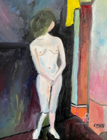 Pittura intitolato ""Nue ..."" da Claire Marie Gay, Opera d'arte originale, Olio Montato su Pannello di legno