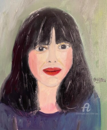 Painting titled ""Cathy"" by Claire Marie Gay, Original Artwork, Oil Mounted on Wood Panel