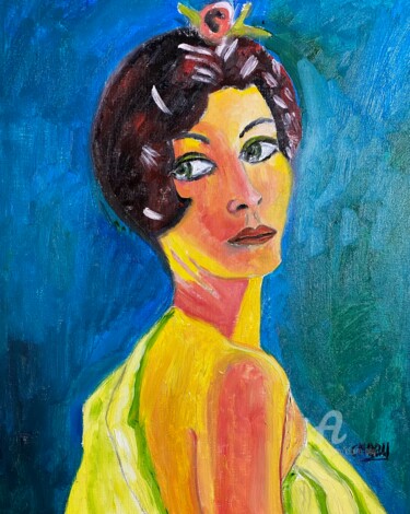 Painting titled ""Estela"" by Claire Marie Gay, Original Artwork, Oil Mounted on Wood Panel