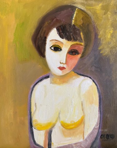 Painting titled ""Carlotta"" by Claire Marie Gay, Original Artwork, Oil Mounted on Wood Panel