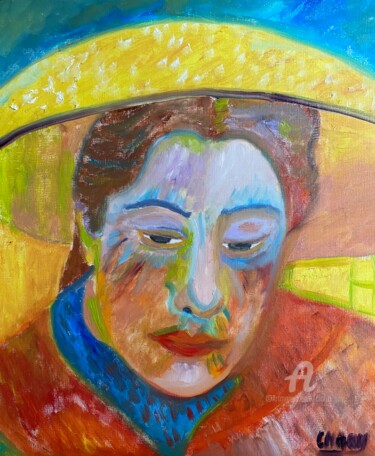 Malerei mit dem Titel ""Constance"" von Claire Marie Gay, Original-Kunstwerk, Öl Auf Holzplatte montiert