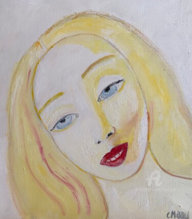 Painting titled ""Blandine"" by Claire Marie Gay, Original Artwork, Oil Mounted on Wood Panel
