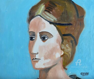 Painting titled ""Olga"" by Claire Marie Gay, Original Artwork, Oil Mounted on Wood Panel
