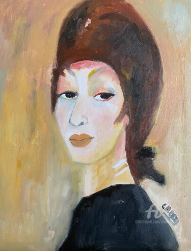 Painting titled ""M. Laurencin"" by Claire Marie Gay, Original Artwork, Oil Mounted on Wood Panel