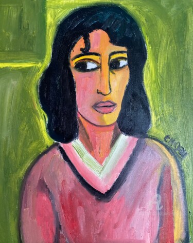 Peinture intitulée ""Andréa"" par Claire Marie Gay, Œuvre d'art originale, Huile Monté sur Panneau de bois