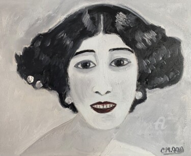 Ζωγραφική με τίτλο ""La belle Otero et…" από Claire Marie Gay, Αυθεντικά έργα τέχνης, Λάδι Τοποθετήθηκε στο Ξύλινο πάνελ