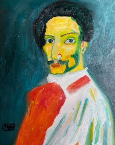 Painting titled ""Pablo jeune"" by Claire Marie Gay, Original Artwork, Oil Mounted on Wood Panel