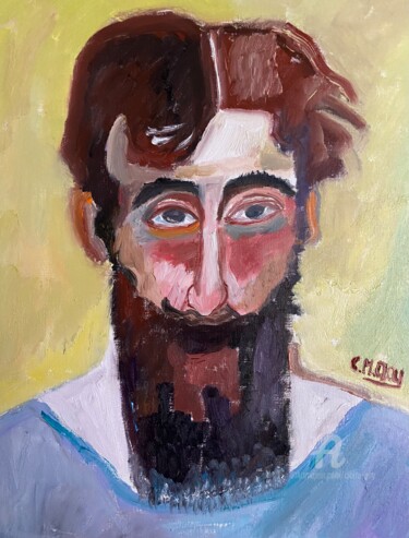 Painting titled ""Jan"" by Claire Marie Gay, Original Artwork, Oil Mounted on Wood Panel