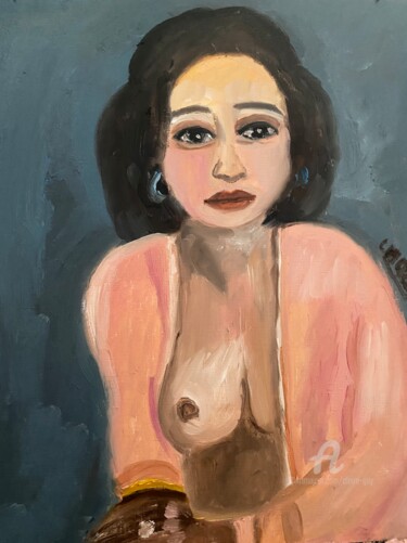 Painting titled ""Tonia"" by Claire Marie Gay, Original Artwork, Oil Mounted on Wood Panel