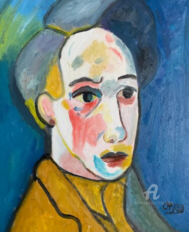 Peinture intitulée ""Le peintre et son…" par Claire Marie Gay, Œuvre d'art originale, Huile Monté sur Panneau de bois