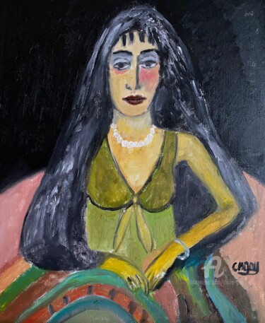 Painting titled ""Dans la brune"" by Claire Marie Gay, Original Artwork, Oil Mounted on Wood Panel