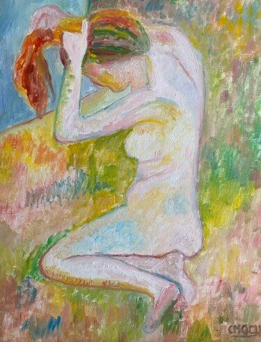 Peinture intitulée ""Summer"" par Claire Marie Gay, Œuvre d'art originale, Huile Monté sur Panneau de bois