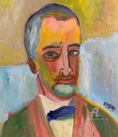 Painting titled ""Cuno Amiet"" by Claire Marie Gay, Original Artwork, Oil Mounted on Wood Panel