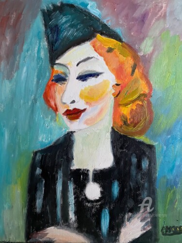 Ζωγραφική με τίτλο ""Marthe Lebasque"" από Claire Marie Gay, Αυθεντικά έργα τέχνης, Λάδι Τοποθετήθηκε στο Ξύλινο πάνελ