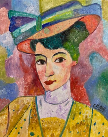 Pintura intitulada ""Lucie Soubiran"" por Claire Marie Gay, Obras de arte originais, Óleo Montado em Painel de madeira