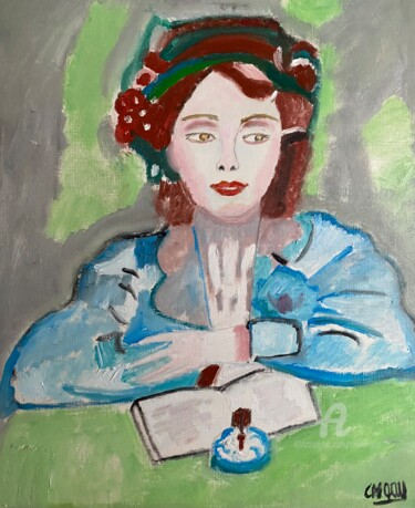Pintura intitulada ""La page blanche"" por Claire Marie Gay, Obras de arte originais, Óleo Montado em Painel de madeira