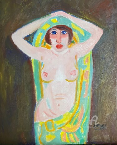 Painting titled ""Mystery Lady"" by Claire Marie Gay, Original Artwork, Oil Mounted on Wood Panel