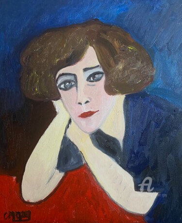 Painting titled ""Colette"" by Claire Marie Gay, Original Artwork, Oil Mounted on Wood Panel