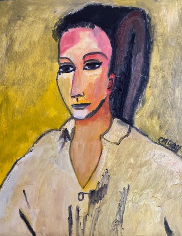 Painting titled ""La belle espagnole"" by Claire Marie Gay, Original Artwork, Oil Mounted on Wood Panel