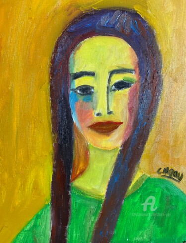 Painting titled ""Jacinthe"" by Claire Marie Gay, Original Artwork, Oil Mounted on Wood Panel