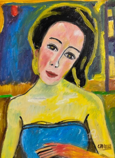 Peinture intitulée ""La muse de Ferdina…" par Claire Marie Gay, Œuvre d'art originale, Huile Monté sur Panneau de bois