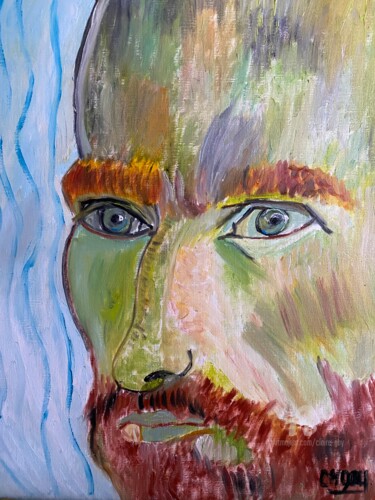 제목이 ""Vision de Vincent""인 미술작품 Claire Marie Gay로, 원작, 기름 목재 패널에 장착됨