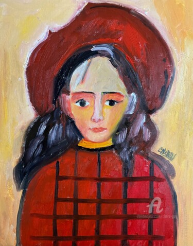 Painting titled ""Enfance brisée"" by Claire Marie Gay, Original Artwork, Oil Mounted on Wood Panel