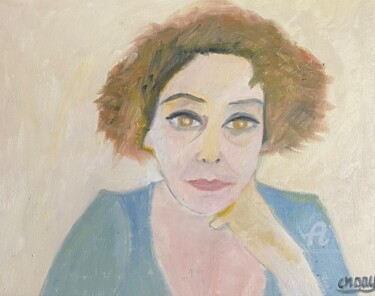 Painting titled ""Autoportrait 14"" by Claire Marie Gay, Original Artwork, Oil Mounted on Wood Panel