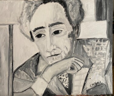 Painting titled ""Cocteau"" by Claire Marie Gay, Original Artwork, Oil Mounted on Wood Panel