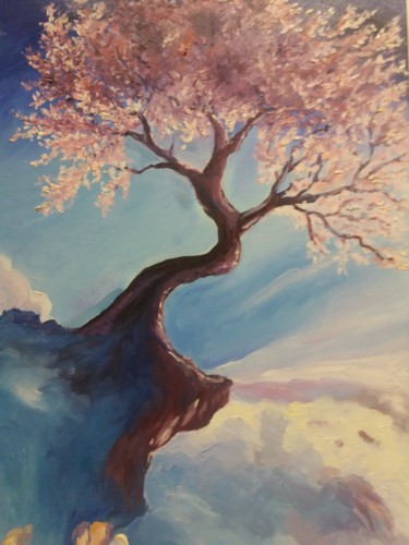 Painting titled "Cerisier du japon e…" by Clayre Paris, Original Artwork, Oil