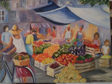 Painting titled "Marché  provençal" by Clayre Paris, Original Artwork, Oil