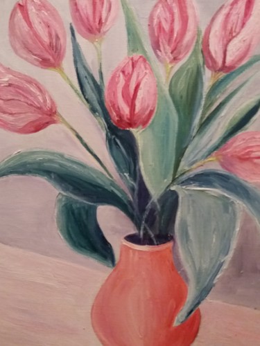 Painting titled "Tulipes" by Clayre Paris, Original Artwork, Oil