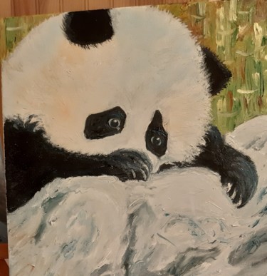 Peinture intitulée "Petit panda" par Clayre Paris, Œuvre d'art originale, Huile