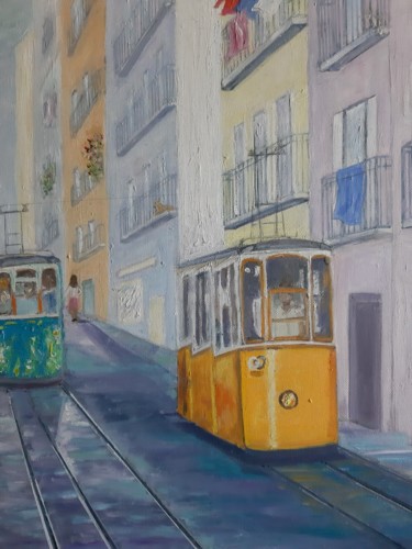 Peinture intitulée "Rue de Lisbonne" par Clayre Paris, Œuvre d'art originale, Huile