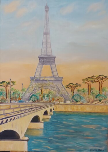 Pintura intitulada "La tour Eiffel en 2…" por Clayre Paris, Obras de arte originais, Óleo