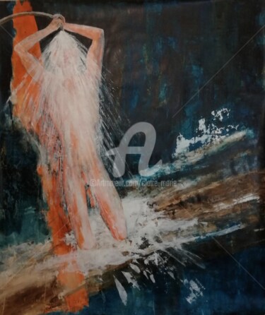 Painting titled "La toilette au jet…" by Claire-Marie Magen, Original Artwork, Acrylic Mounted on Wood Stretcher frame