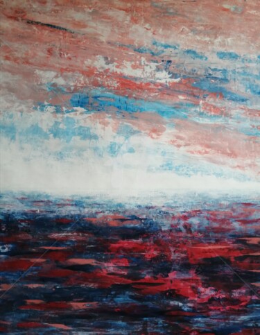 Painting titled "Aube en méditerranée" by Claire-Marie Magen, Original Artwork, Acrylic Mounted on Wood Stretcher frame