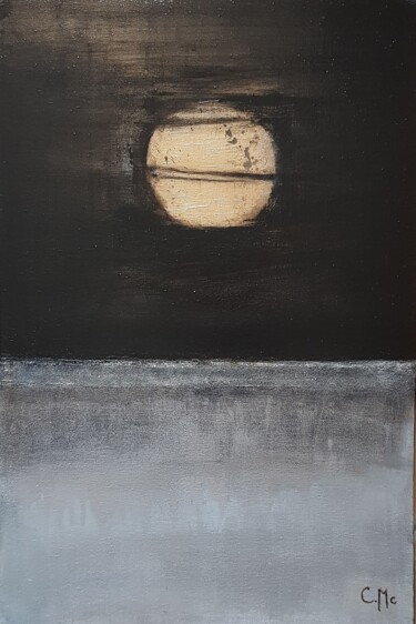 Painting titled "moon" by Claire Mcinnerny, Original Artwork, Acrylic Mounted on Wood Stretcher frame
