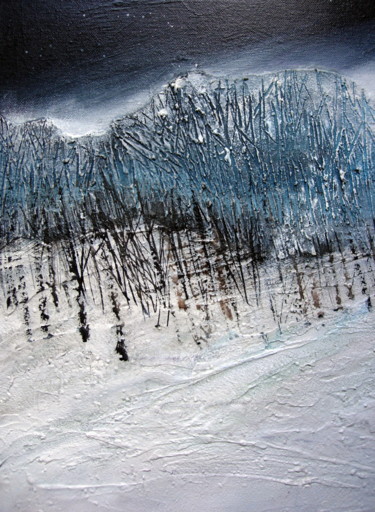 Painting titled "snowscape at night" by Claire Mcinnerny, Original Artwork, Acrylic