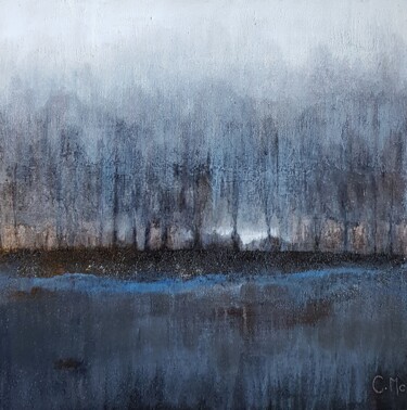 Painting titled "blue forest" by Claire Mcinnerny, Original Artwork, Acrylic Mounted on Wood Stretcher frame
