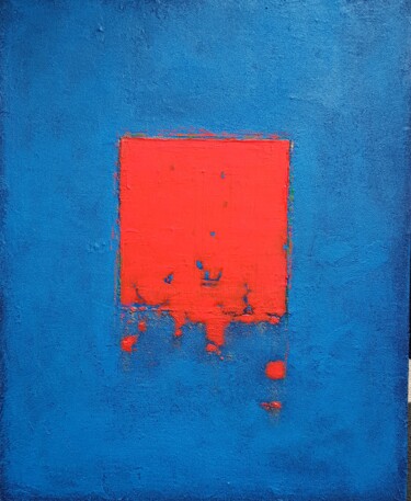 Schilderij getiteld "Red cascade" door Claire Mcinnerny, Origineel Kunstwerk, Acryl Gemonteerd op Frame voor houten brancard