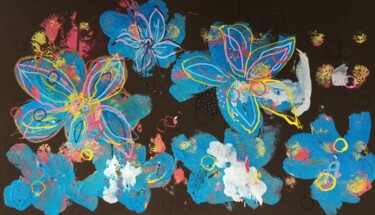 「Fleurs bleues dans…」というタイトルの絵画 Claire Mérielによって, オリジナルのアートワーク, アクリル
