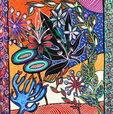 Malerei mit dem Titel "Flower-01" von Claire Mériel, Original-Kunstwerk, Acryl