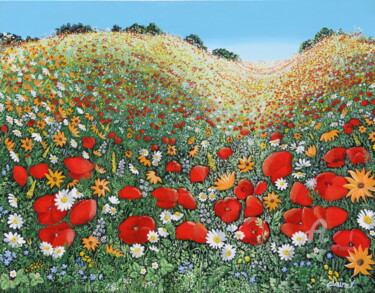 Peinture intitulée "plongeon floral" par Claire Morand, Œuvre d'art originale, Acrylique