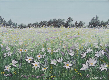 Malerei mit dem Titel "Narcisses" von Claire Morand, Original-Kunstwerk, Acryl