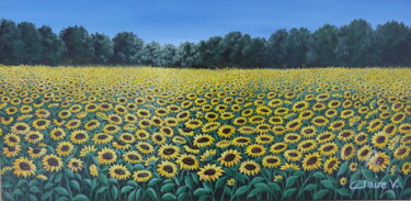Painting titled "Tournesols" by Claire Morand, Original Artwork, Acrylic