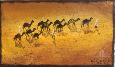 Painting titled "caravane" by Claire Morand, Original Artwork, Acrylic