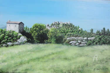 Painting titled "Ruines de Châteaune…" by Claire Morand, Original Artwork, Acrylic